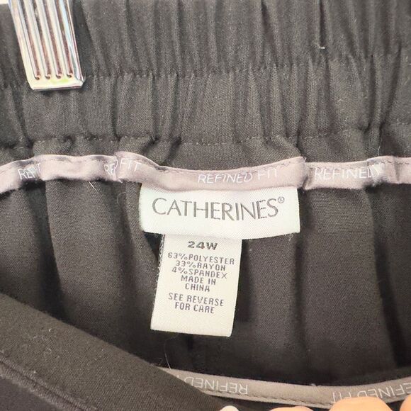 Catherines Plus Size 24W Dress Pants Black Trousers Straight Leg Elastic 1506 - Picture 7 of 8